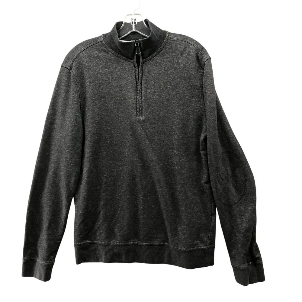 Banana Republic 1/4 Zip Sweatshirt Mens M Dark Gray Elbow Patch Lightweight